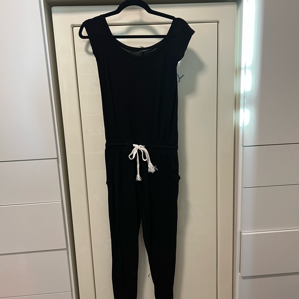 Vici Black Modal Cotton Jogger Jumpsuit w/ Drawstring Waist – Size SM